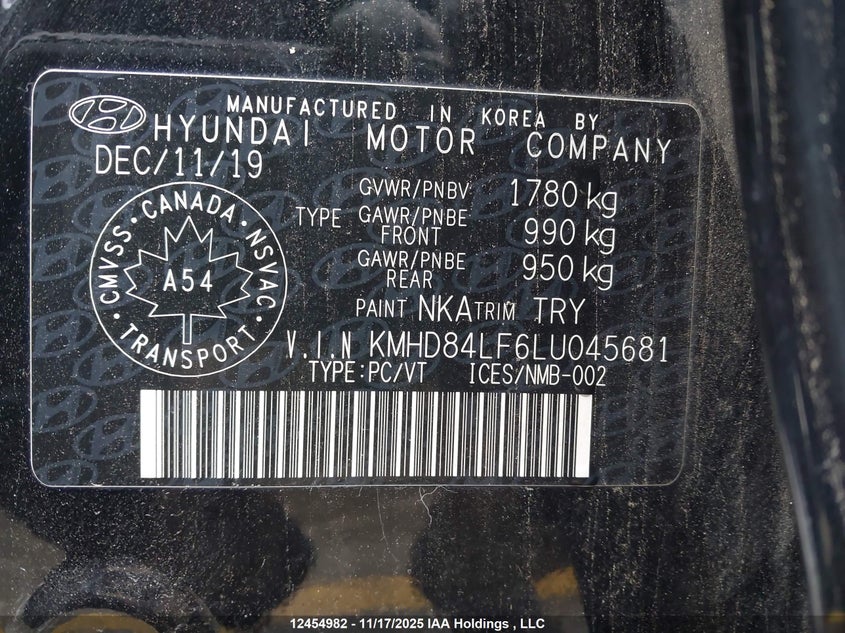 KMHD84LF6LU045681 2020 HYUNDAI ELANTRA photo no. 18