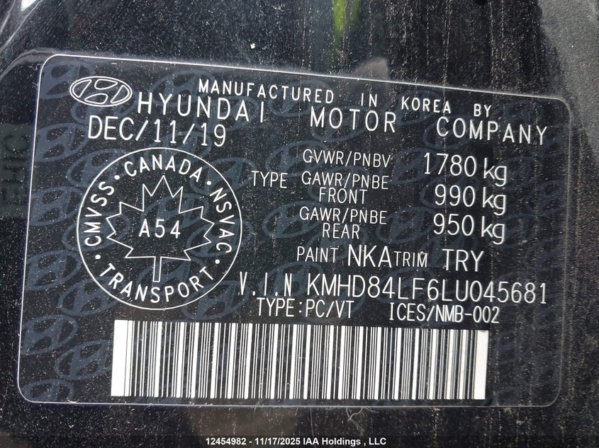 KMHD84LF6LU045681 2020 HYUNDAI ELANTRA photo no. 9