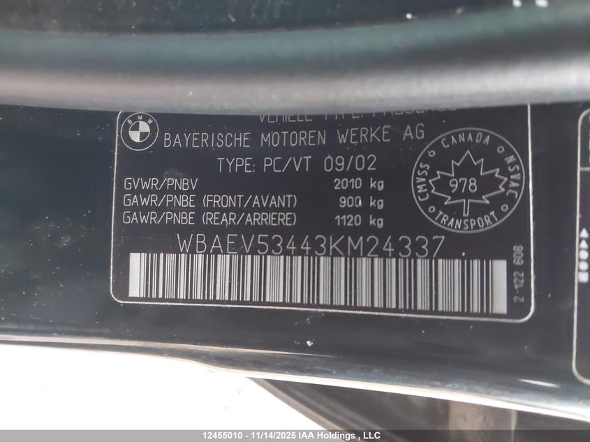WBAEV53443KM24337 2003 BMW 3ER photo no. 9