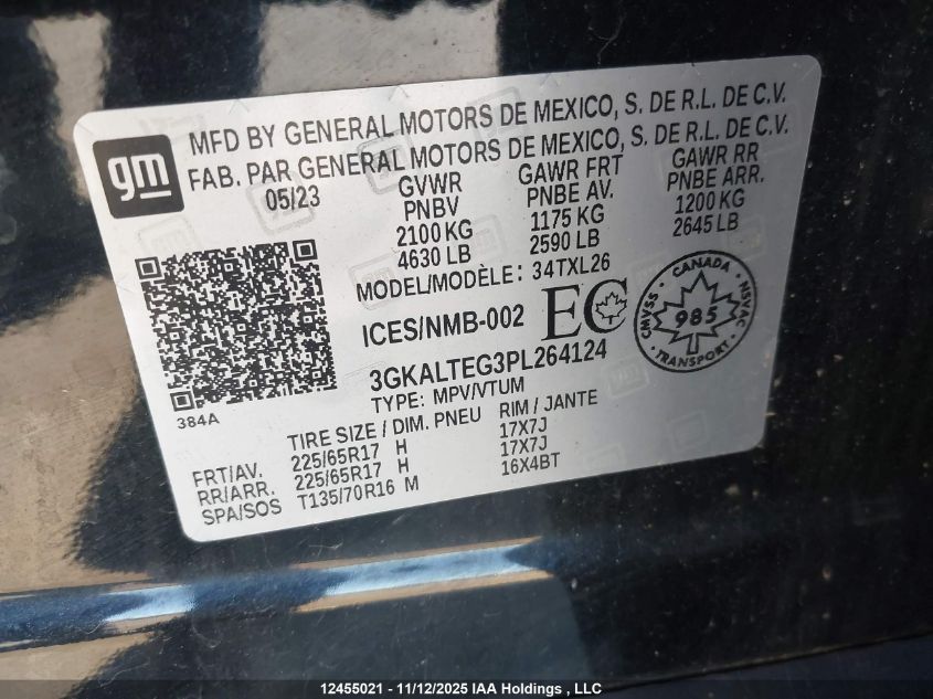 2023 GMC Terrain Sle VIN: 3GKALTEG3PL264124 Lot: 12455021