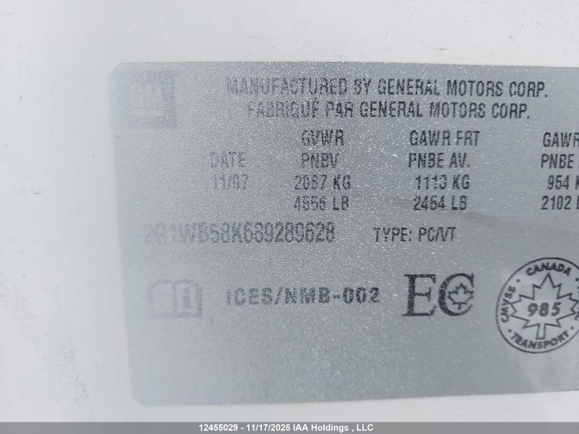 2008 Chevrolet Impala Ls VIN: 2G1WB58K689289628 Lot: 12455029