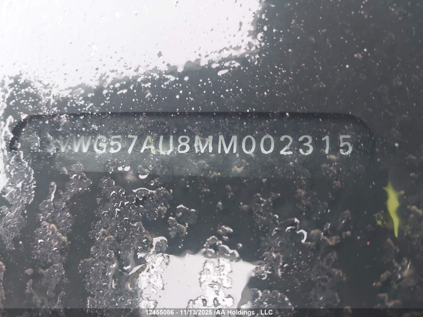 2021 Volkswagen Golf VIN: 3VWG57AU8MM002315 Lot: 12455086