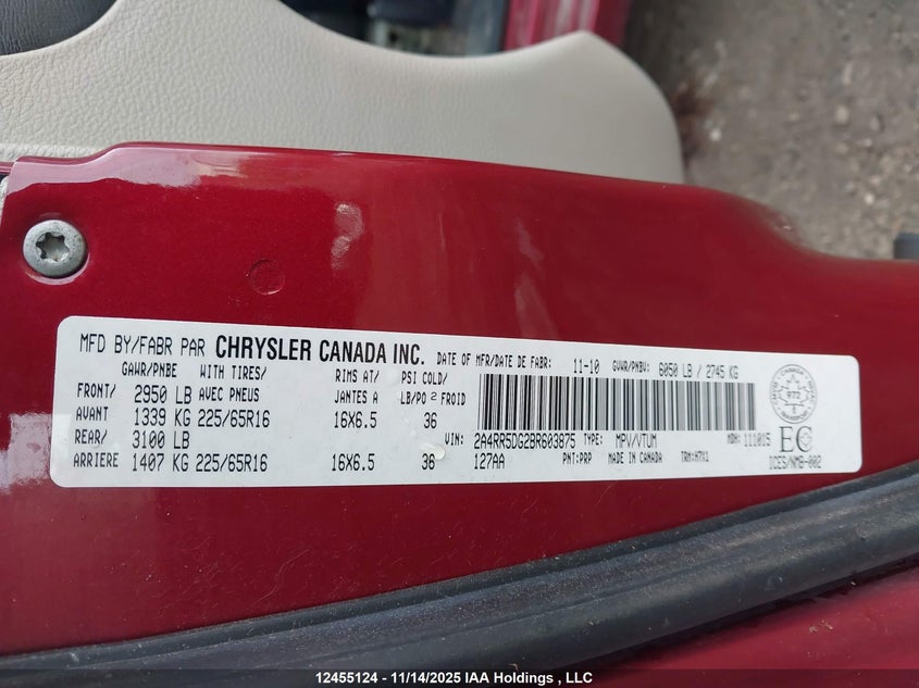 2A4RR5DG2BR603875 2011 CHRYSLER TOWN & COUNTRY photo no. 9