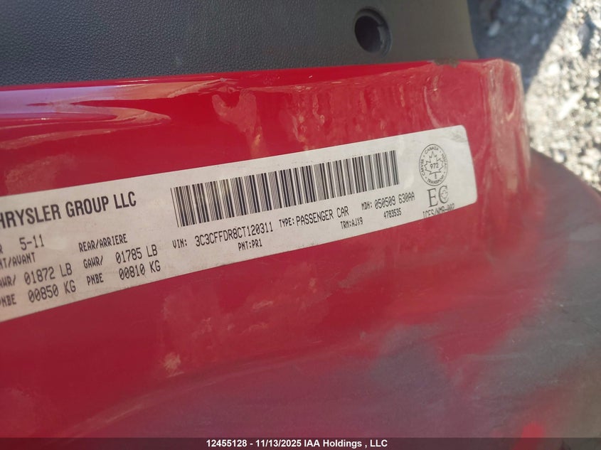3C3CFFDR8CT120311 2012 FIAT 500 photo no. 9