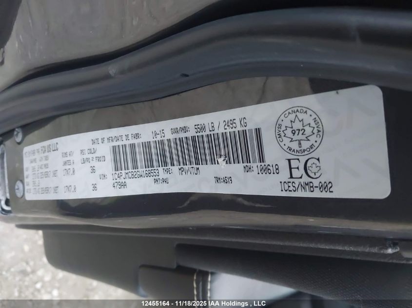 2016 Jeep Cherokee North VIN: 1C4PJMCB2GW168553 Lot: 12455164