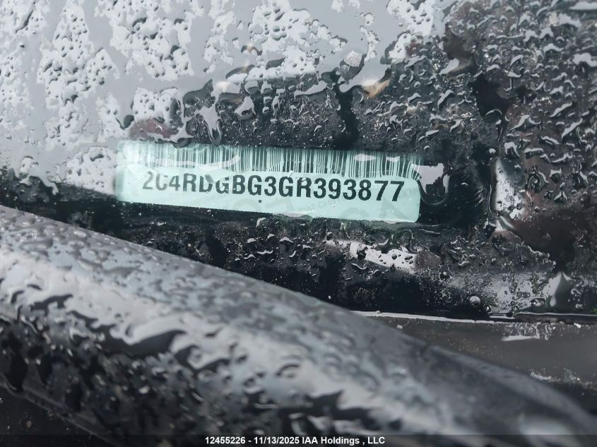 2016 Dodge Grand Caravan Se VIN: 2C4RDGBG3GR393877 Lot: 12455226