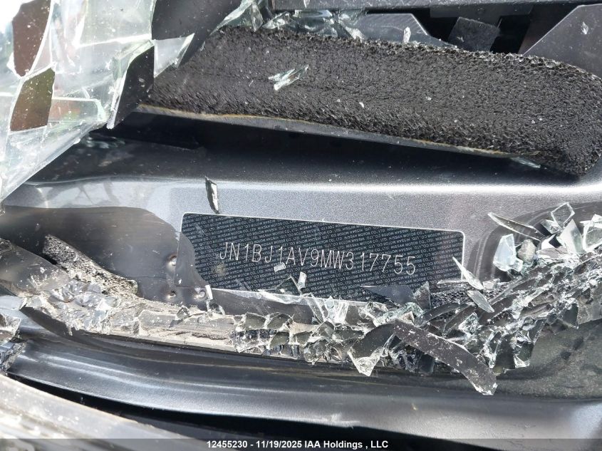 2021 Nissan Qashqai S VIN: JN1BJ1AV9MW317755 Lot: 12455230