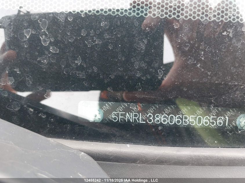 2006 Honda Odyssey Exl VIN: 5FNRL38606B506561 Lot: 12455242