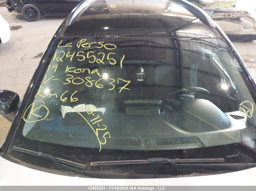 2019 Hyundai Kona Sel VIN: KM8K2CAA3KU308637 Lot: 12455251