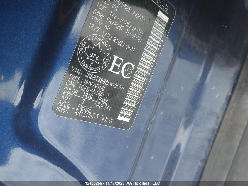 2023 Nissan Rogue VIN: JN8BT3BB8PW196975 Lot: 12455266