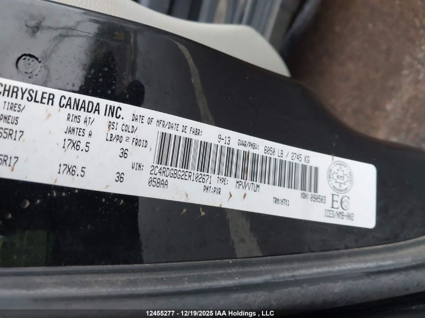 2014 Dodge Grand Caravan Se VIN: 2C4RDGBG2ER102671 Lot: 12455277