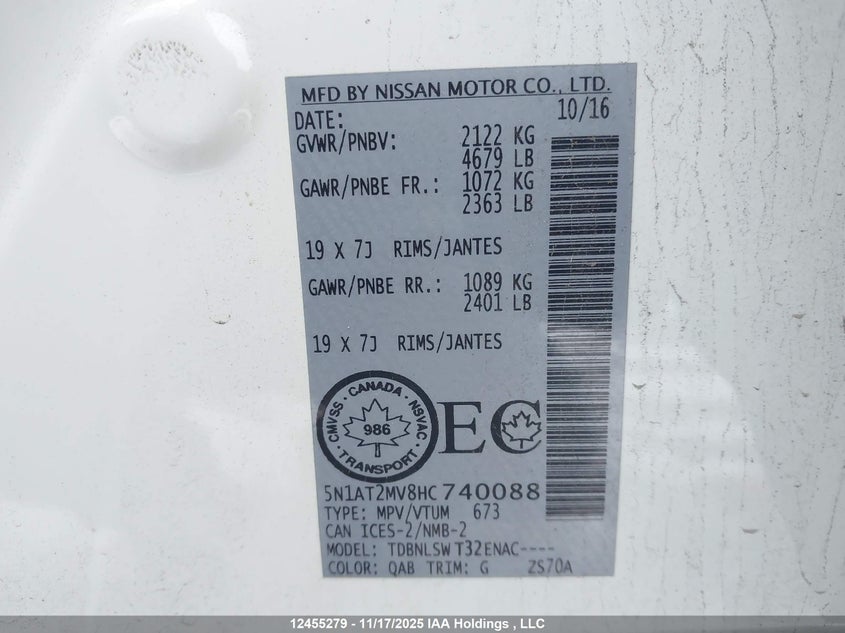 5N1AT2MV8HC740088 2017 NISSAN ROGUE photo no. 9