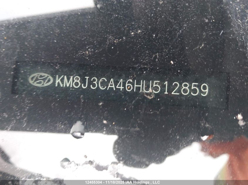 2017 Hyundai Tucson Se VIN: KM8J3CA46HU512859 Lot: 12455304