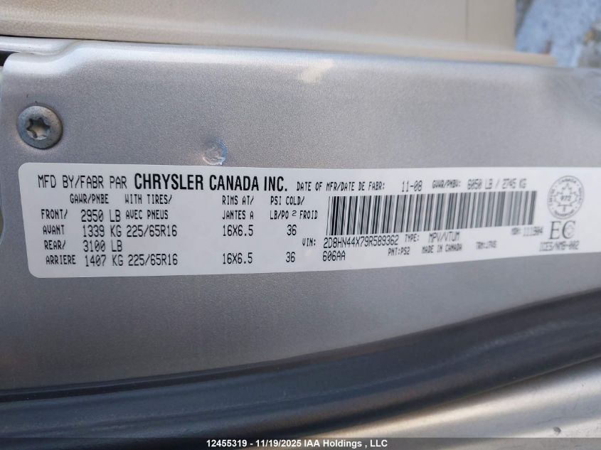 2009 Dodge Grand Caravan Se VIN: 2D8HN44X79R589362 Lot: 12455319