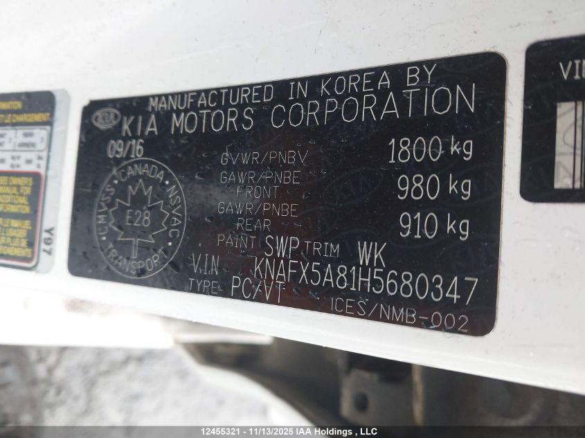 2017 Kia Forte Ex VIN: KNAFX5A81H5680347 Lot: 12455321