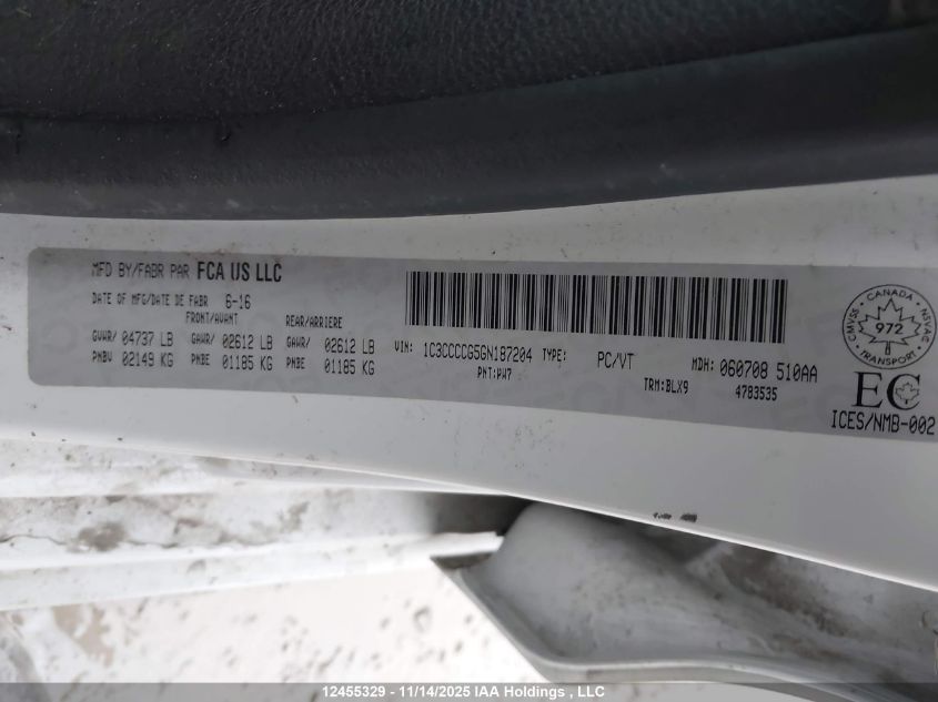 2016 Chrysler 200 C VIN: 1C3CCCCG5GN187204 Lot: 12455329