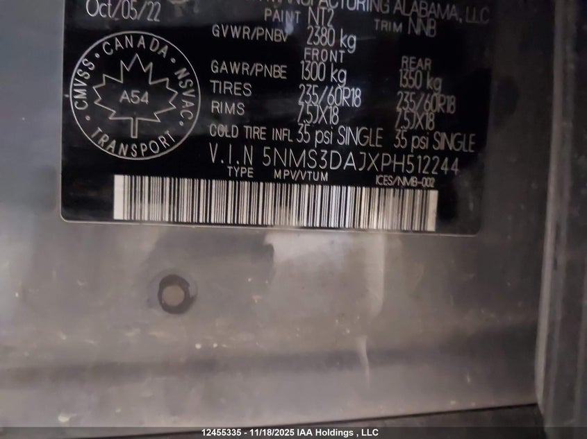 5NMS3DAJXPH512244 2023 HYUNDAI SANTA FE photo no. 9