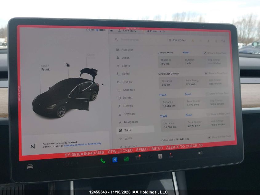 2019 Tesla Model 3 Long Range/Mid Range/Standard Range/Standard Range Plus VIN: 5YJ3E1EA1KF403186 Lot: 12455343