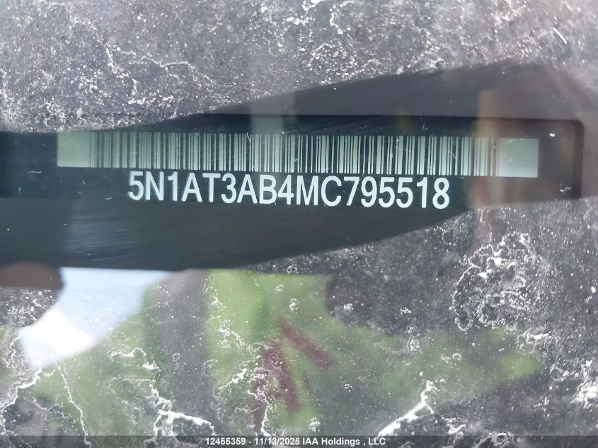 2021 Nissan Rogue S VIN: 5N1AT3AB4MC795518 Lot: 12455359