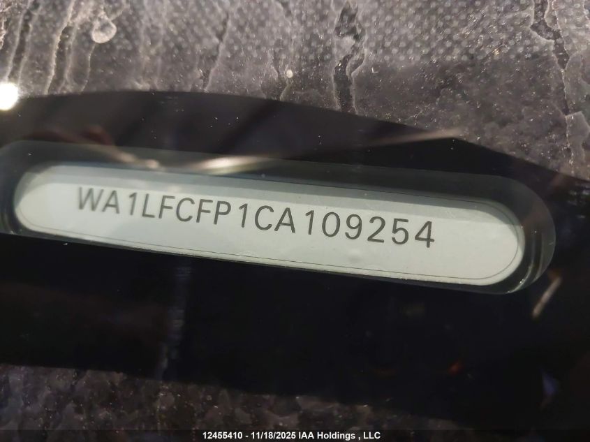 2012 Audi Q5 VIN: WA1LFCFP1CA109254 Lot: 12455410