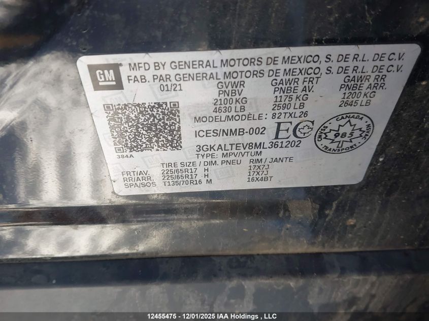 2021 GMC Terrain Sle VIN: 3GKALTEV8ML361202 Lot: 12455475