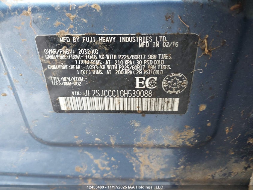JF2SJCCC1GH539088 2016 SUBARU FORESTER photo no. 9