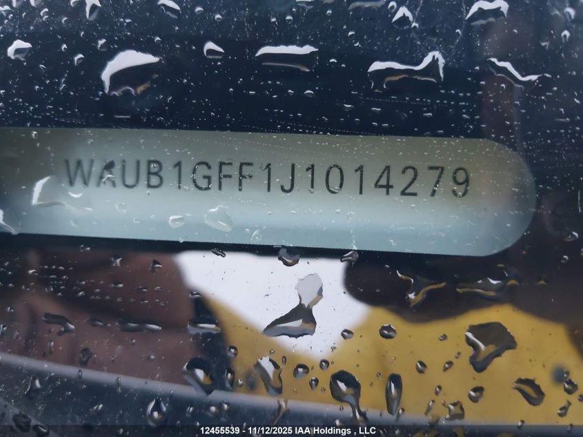 2018 Audi S3 Premium Plus VIN: WAUB1GFF1J1014279 Lot: 12455539