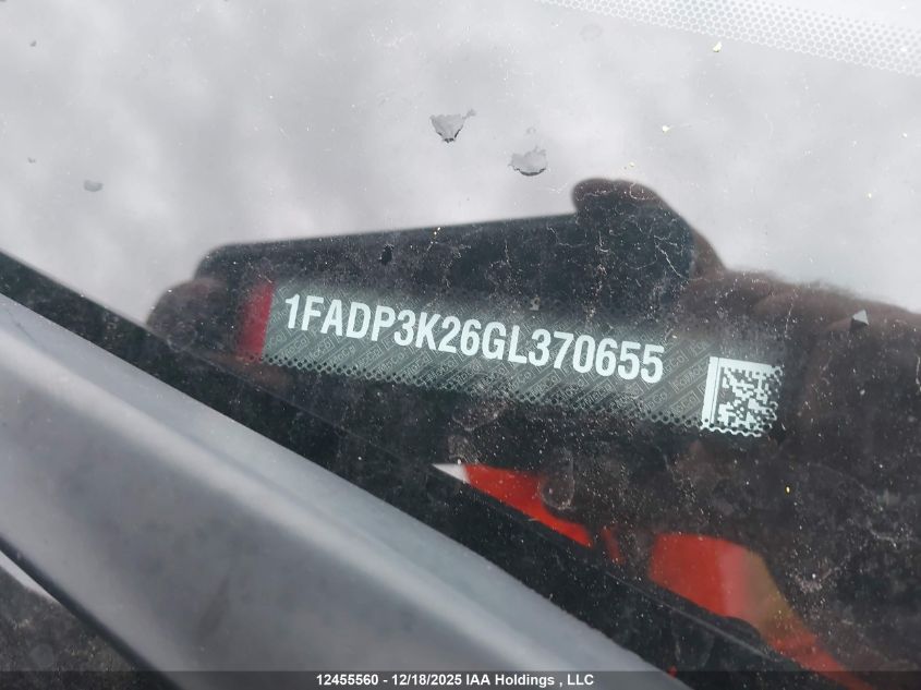 2016 Ford Focus Se VIN: 1FADP3K26GL370655 Lot: 12455560
