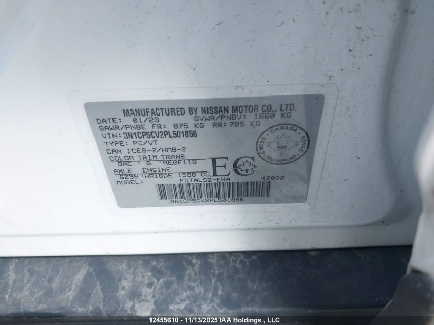 2023 Nissan Kicks Sv VIN: 3N1CP5CV2PL501856 Lot: 12455610