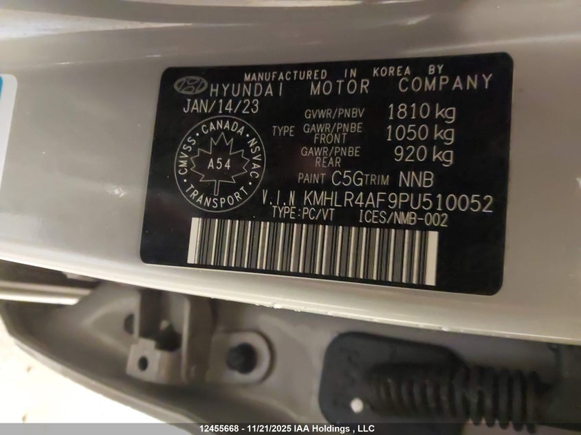KMHLR4AF9PU510052 2023 HYUNDAI ELANTRA photo no. 9
