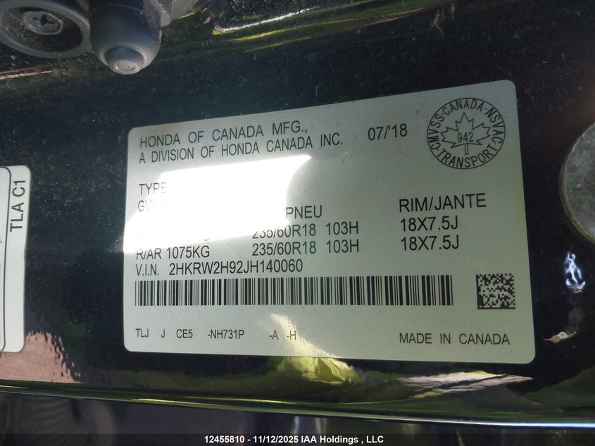 2HKRW2H92JH140060 2018 HONDA CR-V photo no. 18