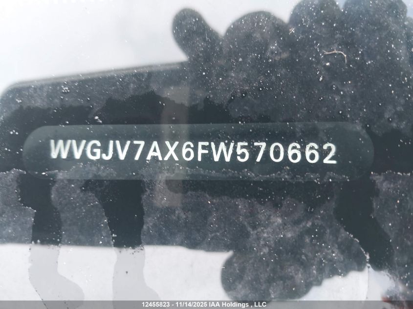 2015 Volkswagen Tiguan Comfortline/Highline/Special Edition/Trendline VIN: WVGJV7AX6FW570662 Lot: 12455823