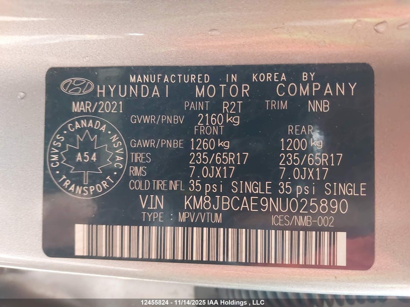 2022 Hyundai Tucson Preferred Awd VIN: KM8JBCAE9NU025890 Lot: 12455824