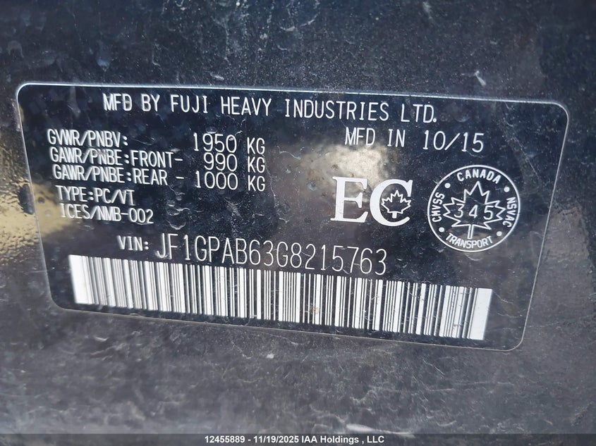 JF1GPAB63G8215763 2016 SUBARU IMPREZA photo no. 9