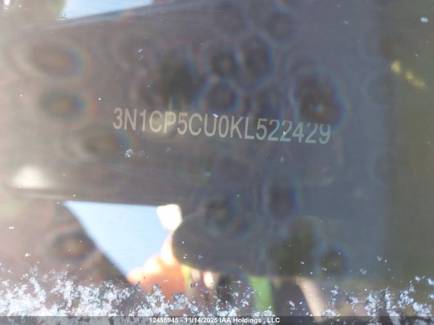 2019 Nissan Kicks S/Sr/Sv VIN: 3N1CP5CU0KL522429 Lot: 12455945