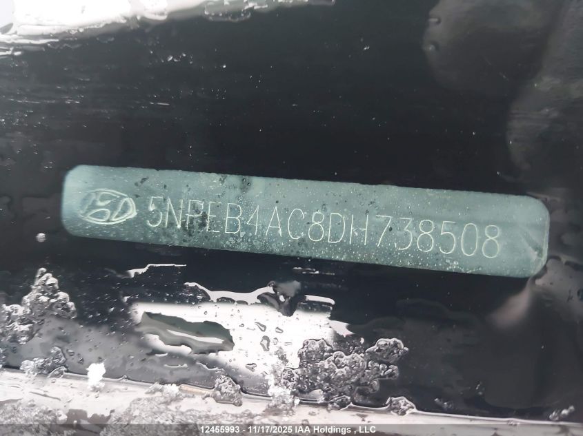 2013 Hyundai Sonata Gls VIN: 5NPEB4AC8DH738508 Lot: 12455993