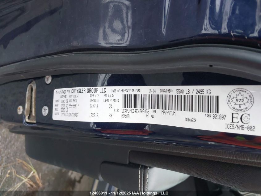 2014 Jeep Cherokee Latitude VIN: 1C4PJMCB4EW203056 Lot: 12456011