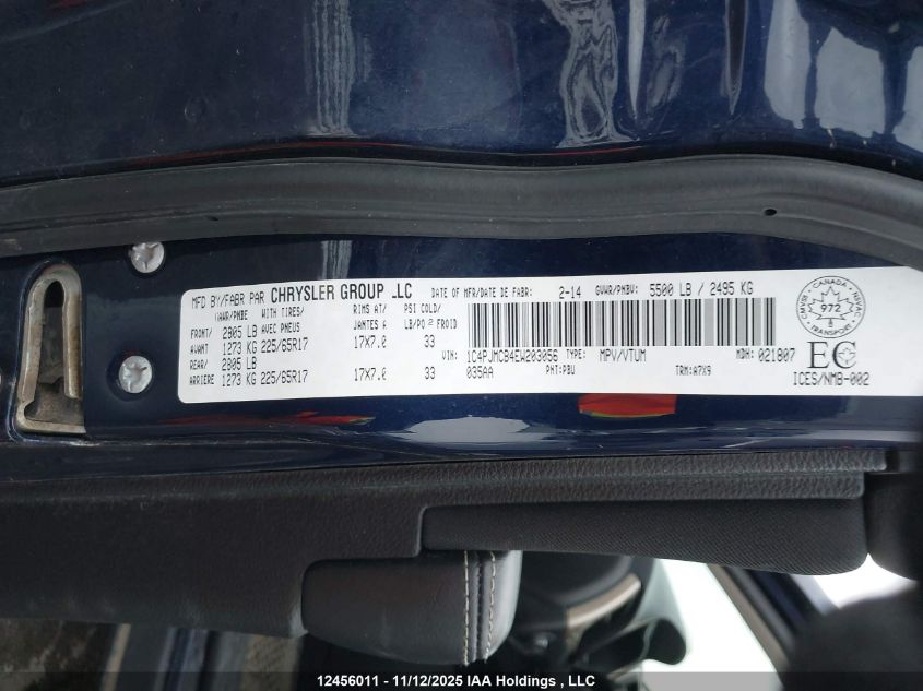 2014 Jeep Cherokee Latitude VIN: 1C4PJMCB4EW203056 Lot: 12456011