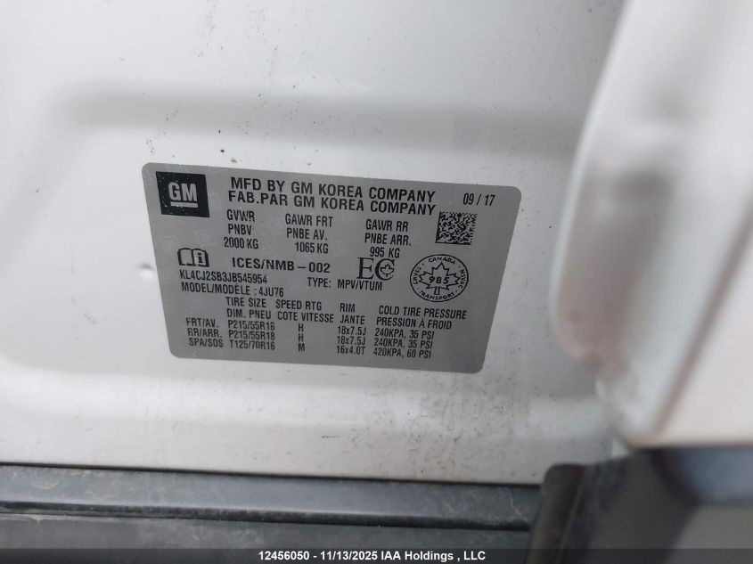 2018 Buick Encore Sport Touring VIN: KL4CJ2SB3JB545954 Lot: 12456050