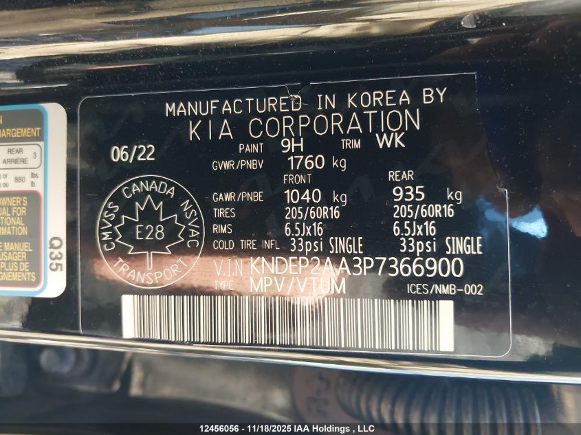 2023 Kia Seltos Lx VIN: KNDEP2AA3P7366900 Lot: 12456056