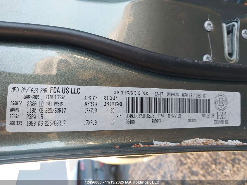 2018 Jeep Compass Latitude VIN: 3C4NJDBB7JT265351 Lot: 12456063