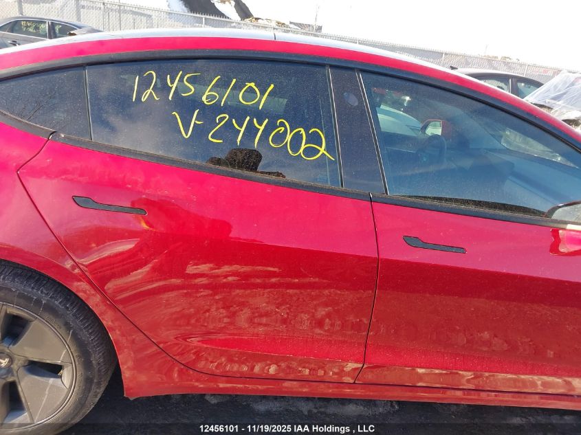 2022 Tesla Model 3 VIN: 5YJ3E1EB6NF244002 Lot: 12456101