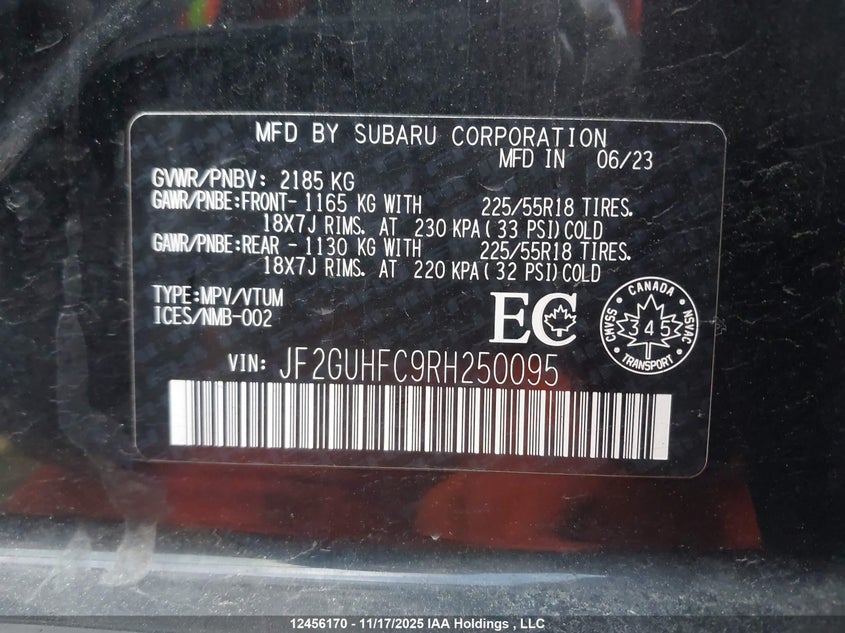JF2GUHFC9RH250095 2024 SUBARU XV photo no. 9