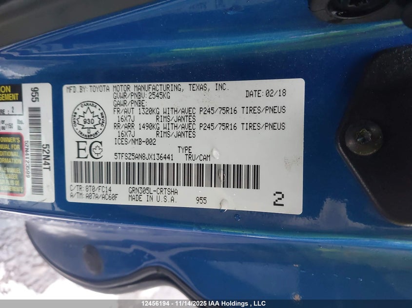 5TFSZ5AN8JX136441 2018 TOYOTA TACOMA photo no. 9
