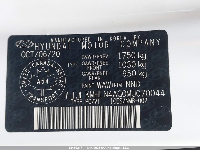 2021 Hyundai Elantra VIN: KMHLN4AG0MU070044 Lot: 12456217