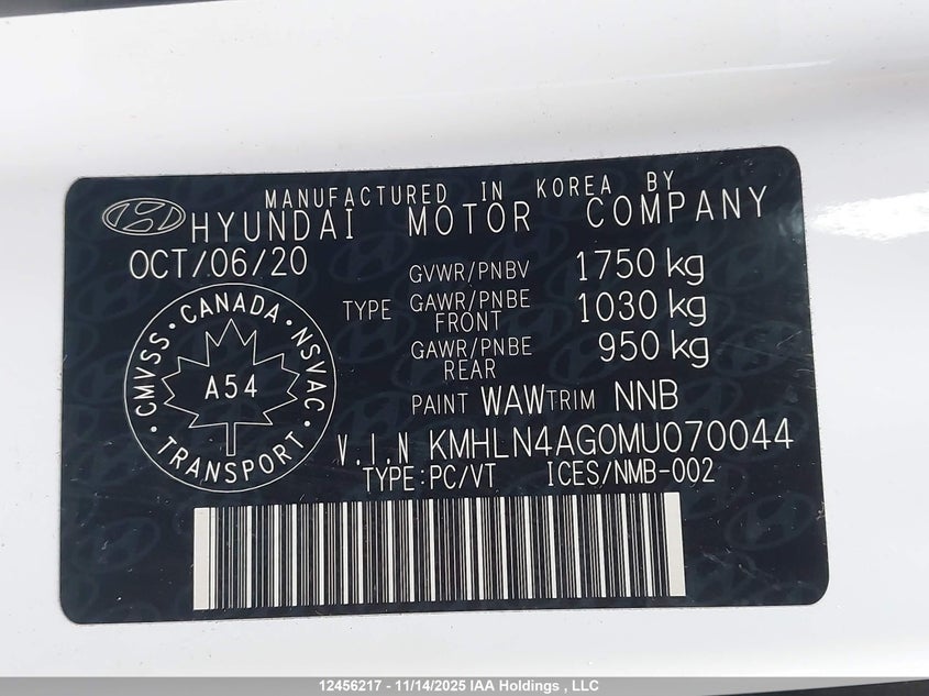 2021 Hyundai Elantra VIN: KMHLN4AG0MU070044 Lot: 12456217