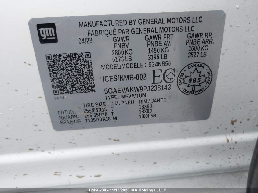 2023 Buick Enclave Essence VIN: 5GAEVAKW9PJ238143 Lot: 12456238
