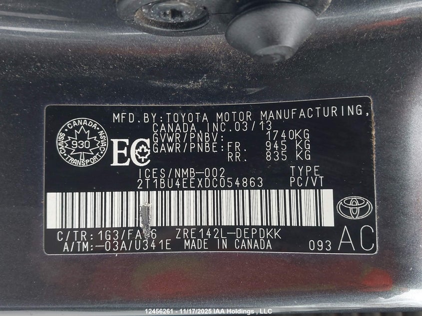 2T1BU4EEXDC054863 2013 TOYOTA COROLLA photo no. 19