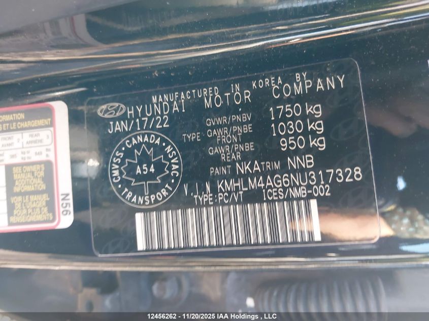 2022 Hyundai Elantra Sel VIN: KMHLM4AG6NU317328 Lot: 12456262