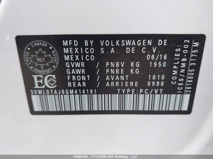 3VWL07AJ6GM414191 2016 VOLKSWAGEN JETTA photo no. 9